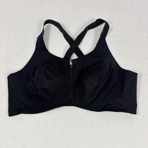 Knix Catalyst Front Zip Sports Bra Black High Impact Size 8 Wireless Support 2XL